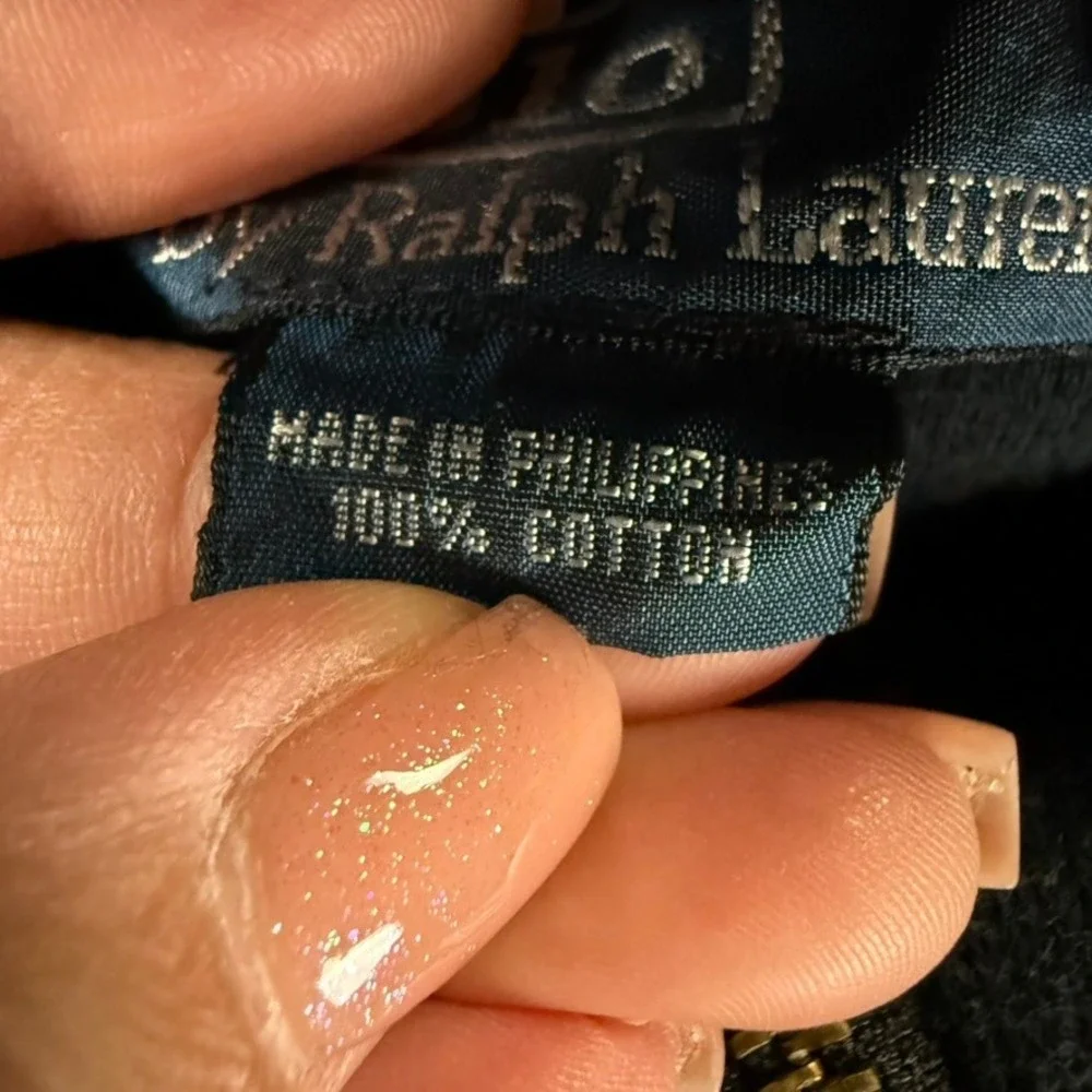 Polo Ralph Lauren Quarter Zip Pullover Black Purple Pony‎ Logo XL VTG Y2K Preppy